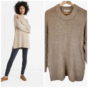 Madewell Baxter Beige Alpaca Blend Knit  Long Line Sweater Tunic sz S